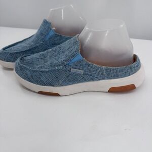 OrthoComfoot Slip On Mule Sneakers Womens 10 Blue Canvas Backless Shoes